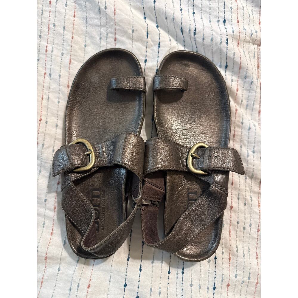 Born Brown Metallic Leather Sandals Women’s Size 6
